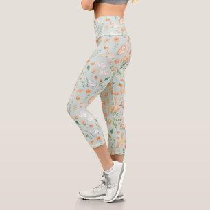 Leggings Capri Cute Turquoise bébé animal Pastel Motif