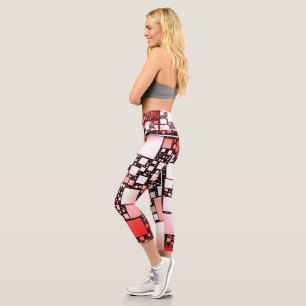Leggings Capri Danse Carré rouge et blanc