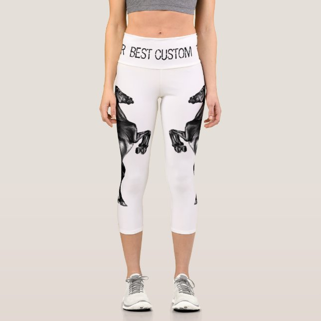 Leggings Capri de cheval avec texte personnalisé (Recto)