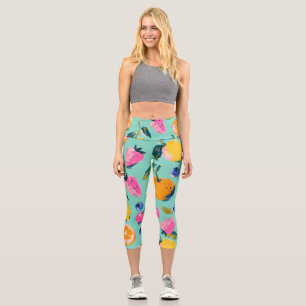 Leggings Capri Décor de mur de cuisine à motif de fruits d'été