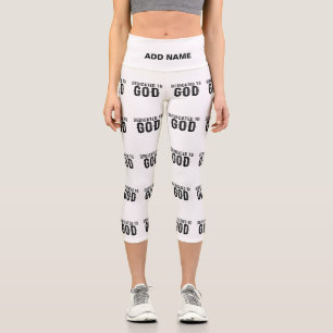 LEGGINGS CAPRI DÉDIÉ À DIEU PERSONNALISABLE COOL TEXTE NOIR