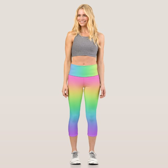 Leggings Capri Dégradé arc-en-ciel brillant (Recto)