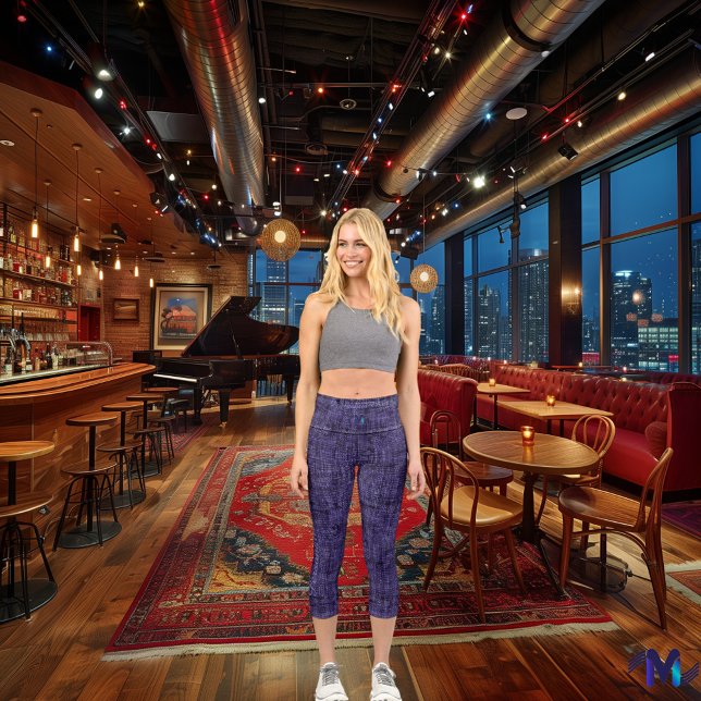 Leggings Capri Denim violet noir : Personnaliser le logo et le te (Créateur téléchargé)