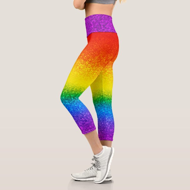 Leggings Capri Des Parties scintillant Arc-En-Ciel Chic Frappe (Gauche)