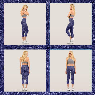 Leggings Capri Design moderne et chic en bleu foncé, effet paille
