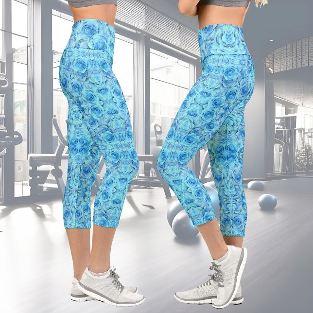 Leggings Capri Design rose opulent dans le turquoise (Créateur téléchargé)