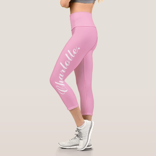 Leggings Capri Design Your Own Name on Stylish Light Pink (Gauche)