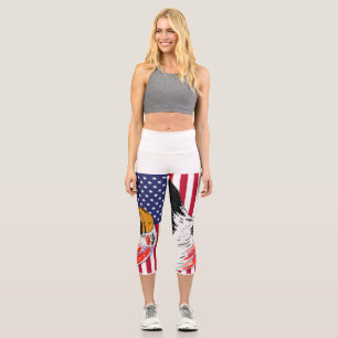 Leggings Capri Dessin américain d'un aigle