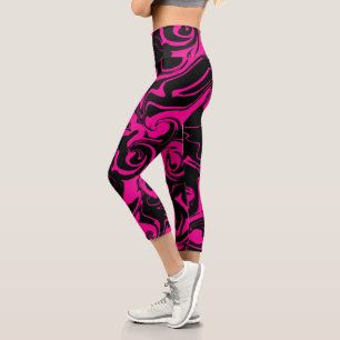 Leggings Capri Déversement - Magenta et noir