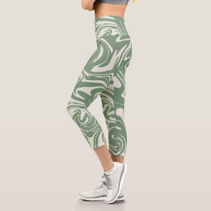 Leggings Capri Déversement - Vert