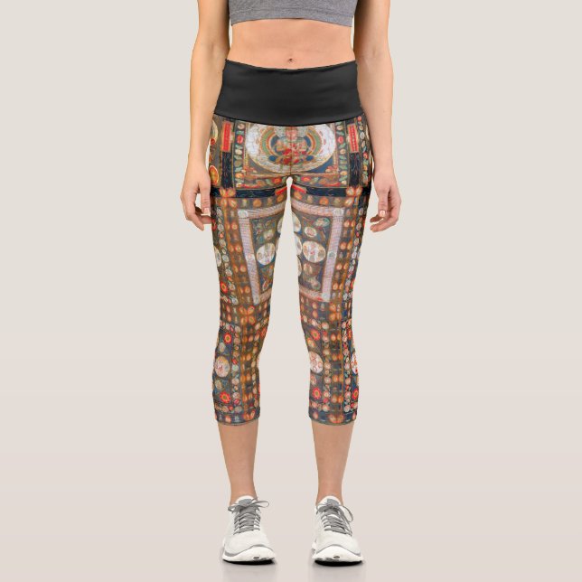 Leggings Capri Diagramme cosmique Mandala pour la méditation (Recto)