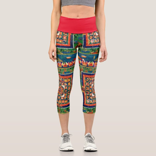 Leggings Capri Diagramme cosmique Mandala pour la méditation (Recto)