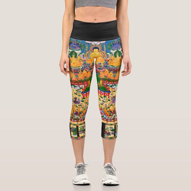 Leggings Capri Diagramme cosmique Mandala pour la méditation (Recto)