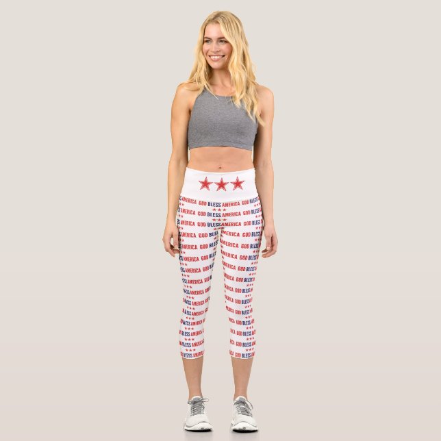 Leggings Capri Dieu bénisse l'Amérique haut-taille Capris (Recto)