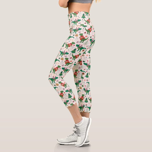 Leggings Capri Dinosaures dans Sweaters Motif de Noël (Gauche)