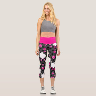Leggings Capri disco halloween fantôme africain rose