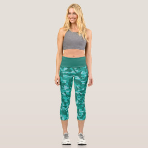 Leggings Capri Dispositif de camouflage bleu persian