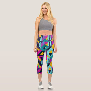 Leggings Capri Doodles rétro : pop art géométrique.