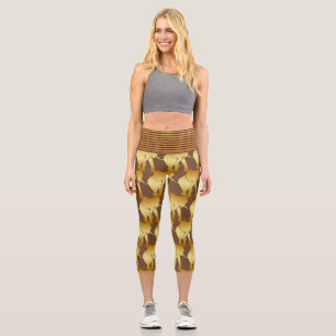 Leggings Capri dorés rétro à l'esprit de l'éléphan
