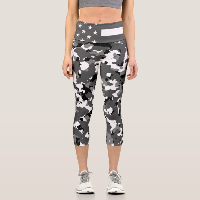 Leggings Capri Drapeau américain Camion militaire d'hiver (Recto)