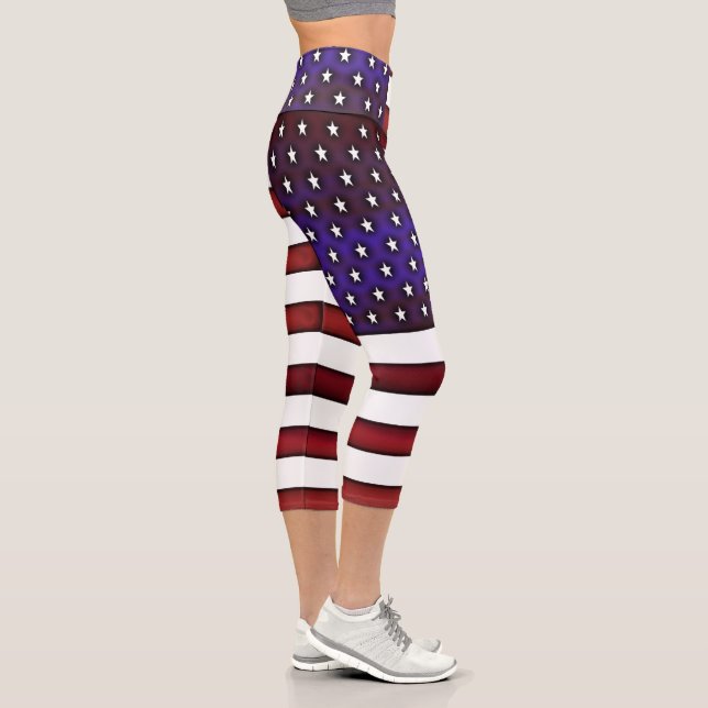 Leggings Capri Drapeau américain moderne en relief (Droite)