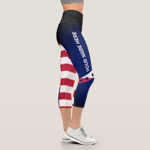 Leggings Capri Drapeau Américain Personnalisé 4 Juillet