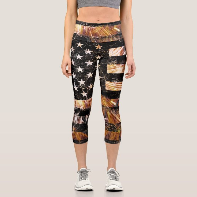 Leggings Capri Drapeau de construction industrielle (Recto)
