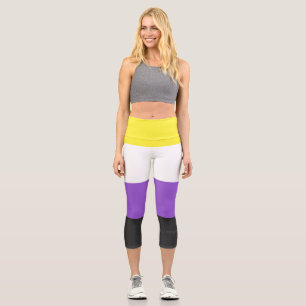 Leggings Capri Drapeau de fierté non binaire de SlipperyJoe's jau