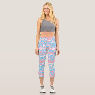 Leggings Capri Drapeau de fierté trans Trippsy Boho Groovy Bandes