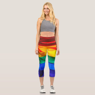 Leggings Capri Drapeau de la fierté gay de SlipperyJoe's flottant