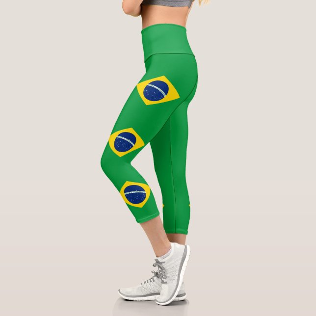 Leggings Capri Drapeau du Brésil patriotique (Gauche)