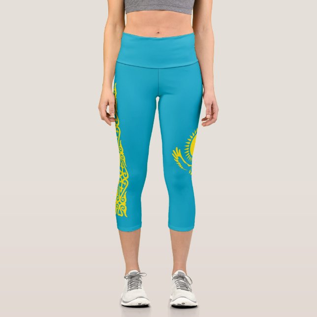 Leggings Capri Drapeau du Kazakhstan (Recto)