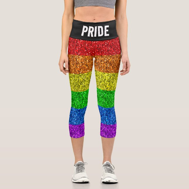 Leggings Capri Drapeau LGBT parties scintillant arc-en-ciel éclat (Recto)