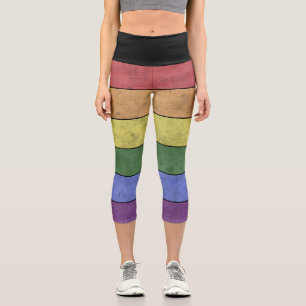 Leggings Capri Drapeau LGBT vintage fierté lignes noires en détre