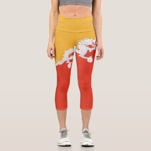 Leggings Capri Drapeau patriotique du Bhoutan
