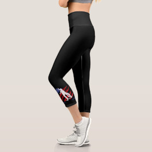 Leggings Capri Drapeau Patriotique USA Drapeau féminin Skateboard