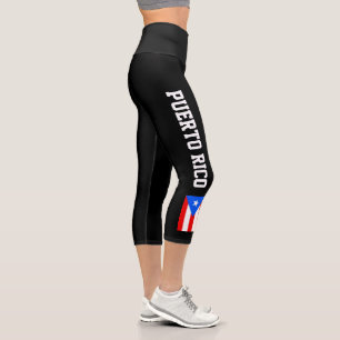 Leggings Capri Drapeau Porto Rico haute taille personnalisée Cap