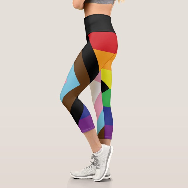 Leggings Capri Drapeau progressiste LGBTQIA (Gauche)