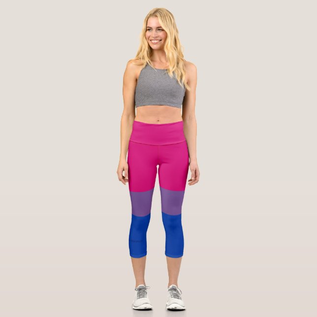 Leggings Capri Drapeau SlipperyJoe's Bisexual Pride lavande-rose (Recto)
