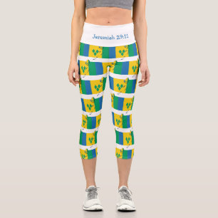 Leggings Capri DRAPEAU ST VINCENT Patriotique Personnalisé
