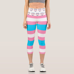 Leggings Capri Drapeau Transgenre Rose, Blanc et Bleu LGBTQIA+