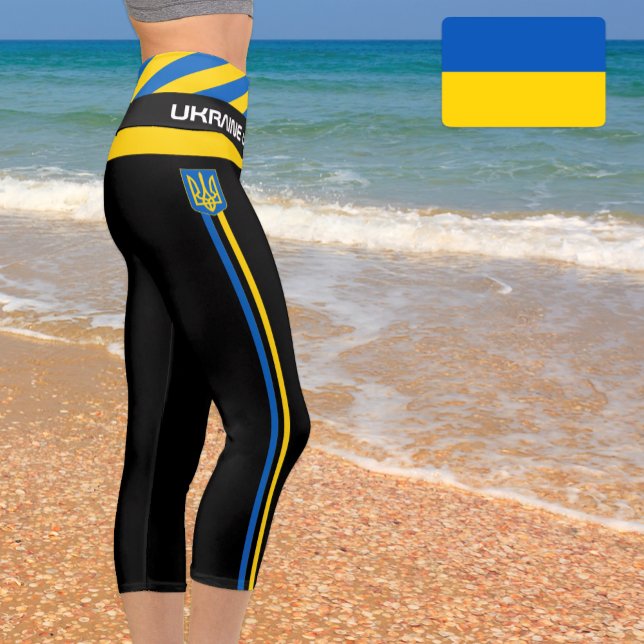 Leggings Capri Drapeau ukrainien, Emblem & Ukraine mode /noir (Créateur téléchargé)