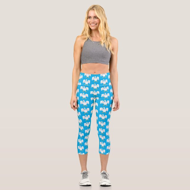 Leggings Capri Drôle curieuse dessin animé d'oie domestique (Recto)