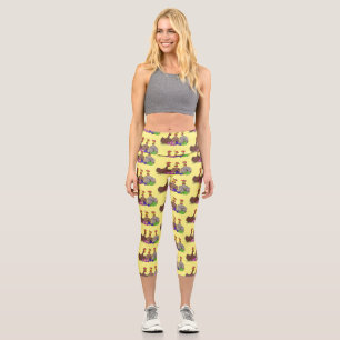 Leggings Capri Drôle dessin animé de poulets de tricot