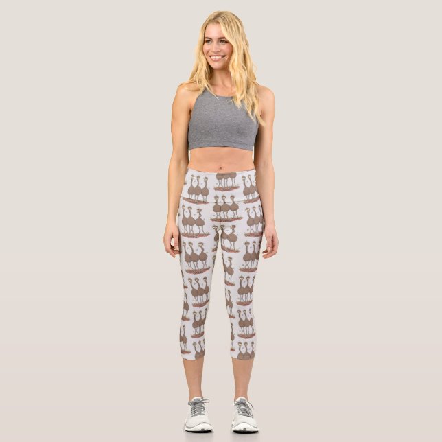 Leggings Capri Drôle dessin animé du trio australien emu (Recto)