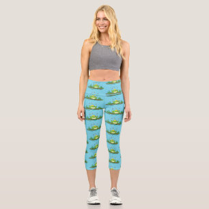 Leggings Capri Drôle grenouille verte avec dessin de mouches