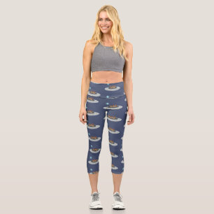 Leggings Capri Drôle poule dans l'espace dessin animé