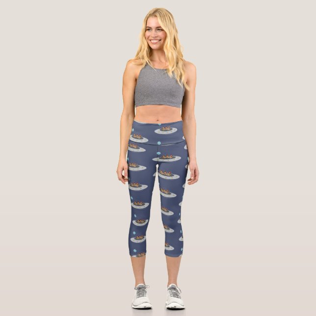 Leggings Capri Drôle poule dans l'espace dessin animé (Recto)