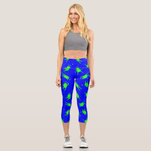 Leggings Capri drôles astronautes grenouilles espace bleu