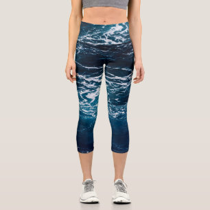 Leggings Capri Eau de mer bleu foncé et humide